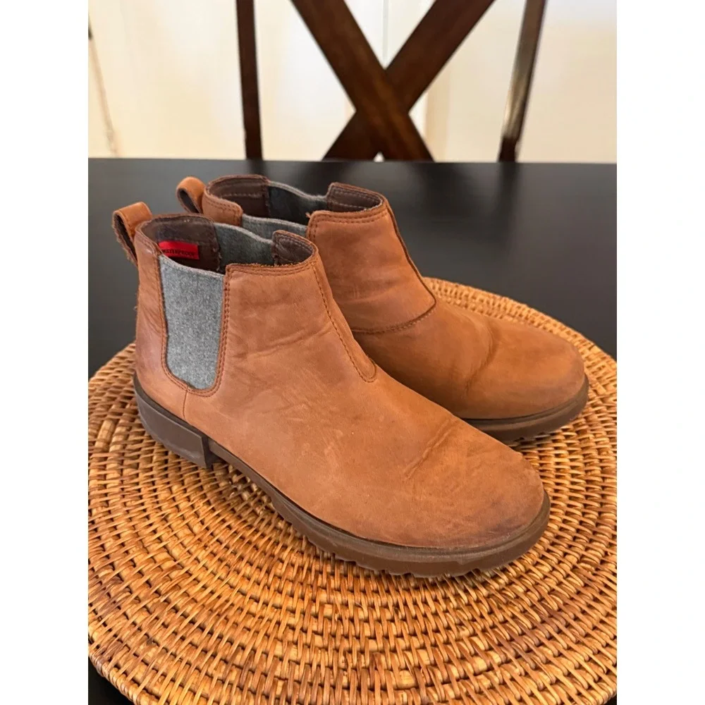 Sorel Emelie Chelsea Boots Women's Brown Waterproof Leather Ankle‎ Lug Sole